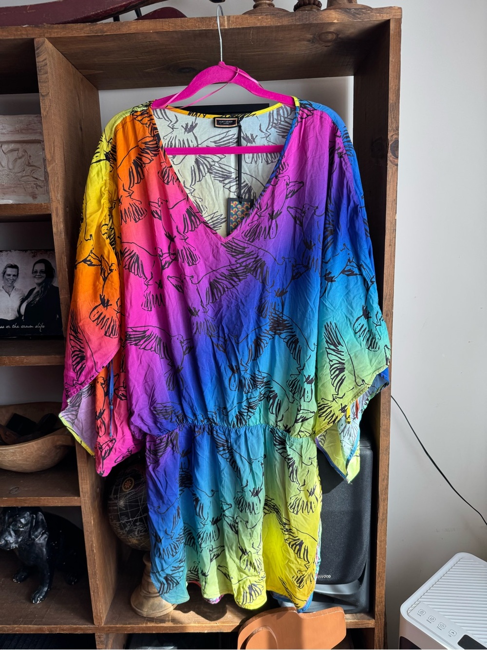 Kurt Geiger London Rainbow Gradient Tie Sleeve Caftan Swim Cover-Up